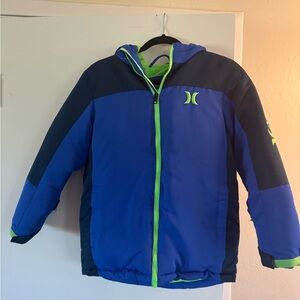 Hurley Blue and Neon Green Hooded Jacket